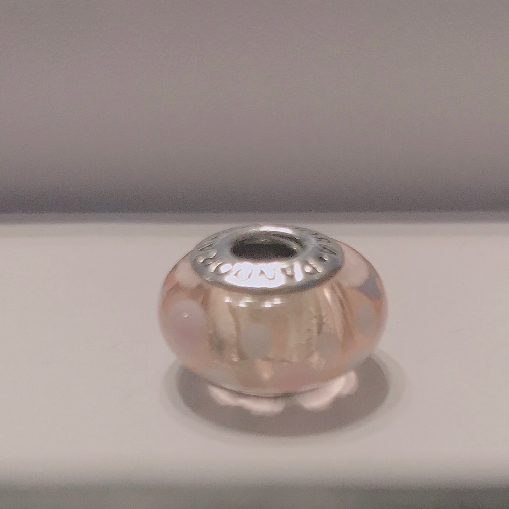 Authentic Pandora pink polka dot murano glass